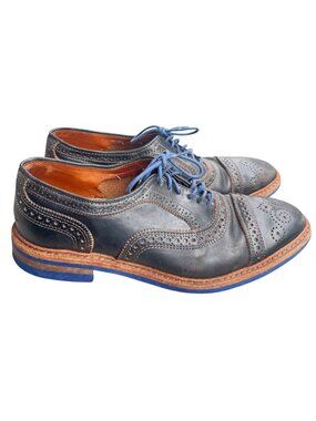 Allen Edmonds Strandmok Men's Size 8 Black Brogue Oxford Shoes Blue Dainite